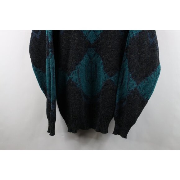 Vintage 90s Coogi Style Mens XL Ed Bassmaster Geometric Wool Blend Knit Sweater - Picture 3 of 13